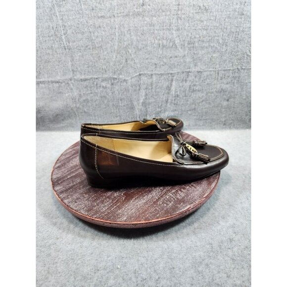 Etienne Aigner Brown "Vita" Loafers With Tassel & Gold Hardware & Low Heel 8M - Picture 3 of 13